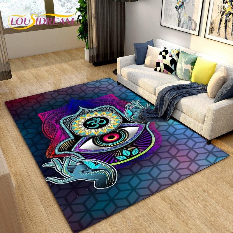 Teppich mit Baum des Lebens, böser Blick, Hamsa-Palme, Mandala-Teppich, Teppich für Wohnzimmer-Dekoration, Kinder spielen, Krabbeln, rutschfeste Bodenmatte