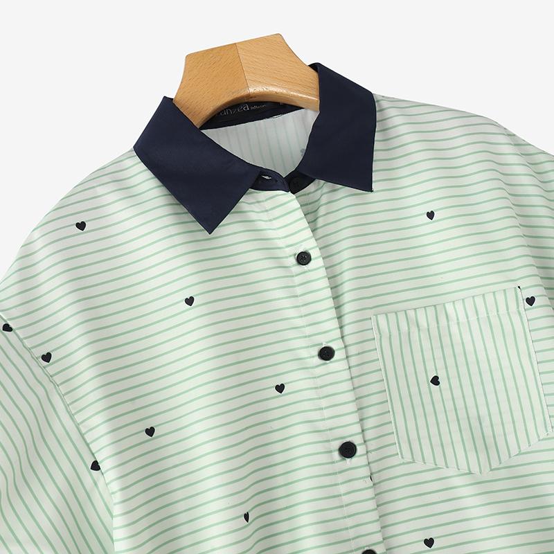 ZANZEA Women Classic Collar Summer Casual Short Sleeve Stripe Blouse