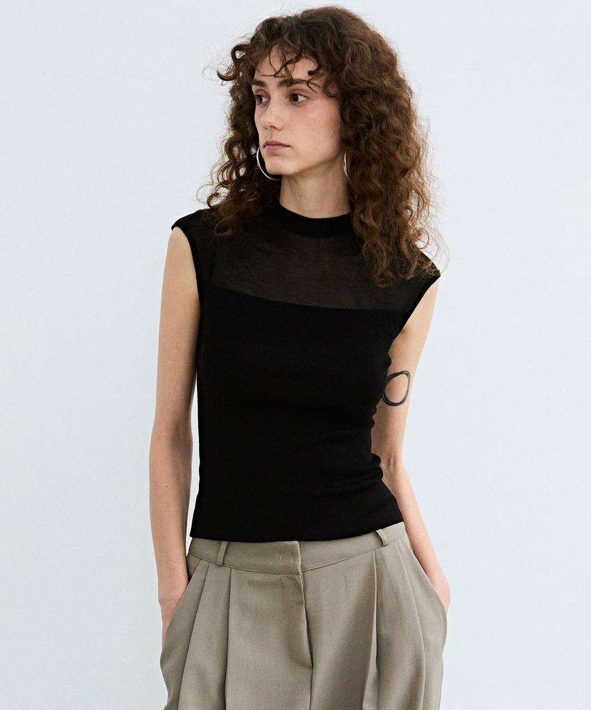 Nigaennikol Sheer Line Sleeveless_Black