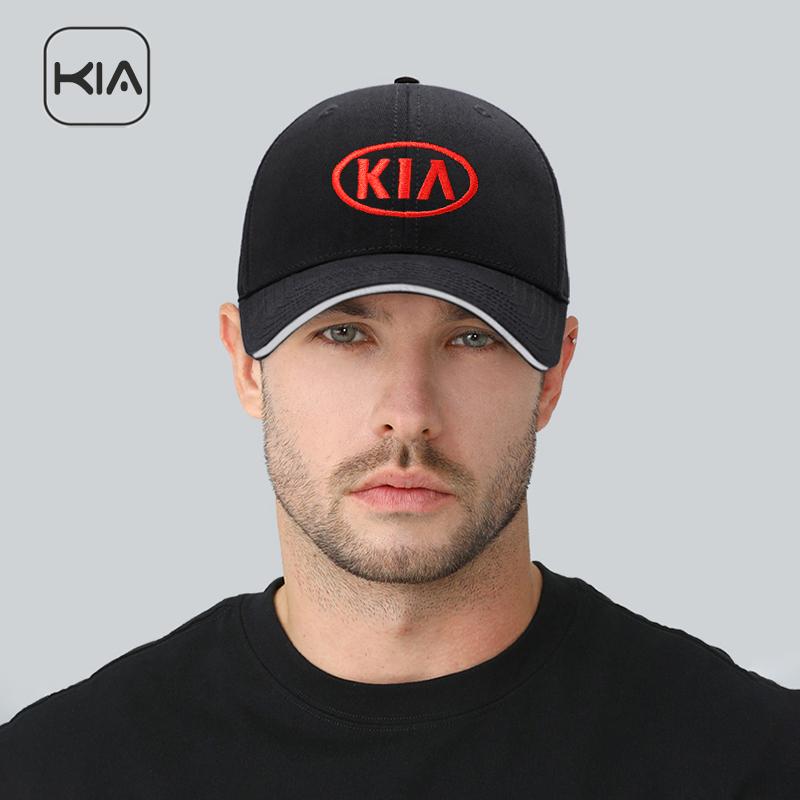 Auto Logo Baseballkappe Auto Emblem Sport Sonnenschutzmütze für KIA K3 Sportage Carnival K5 Seltos Pegas KX1 EV5 Sonet EV6 K4 EV3 Ceed