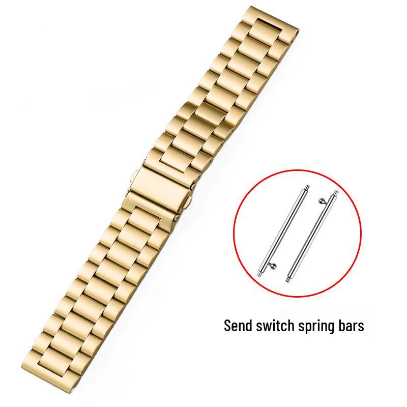 Universal Three-Bead Stainless Steel Watch Band for Apple, Huawei GT5, Smart, and Xiaomi iWatch