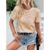 Women's New Commuter Loose Models Short-sleeved Package Neck Round Neck Top Sequin T-shirt