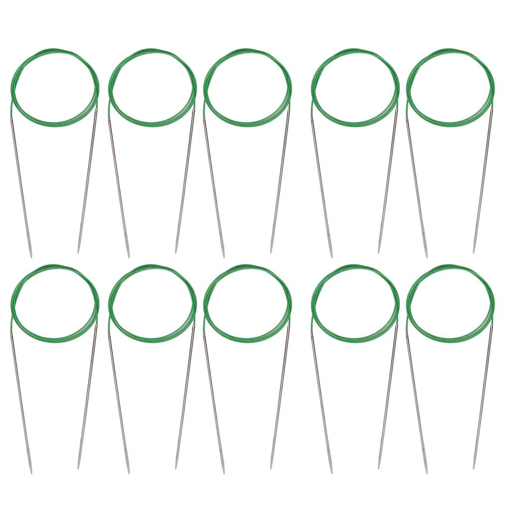 10 Peças Agulha de Tricô Circular Multiuso 100cm 39in Comprimento Anel Aço Inoxidável Fio de Suéter Conjunto de Agulhas de Argola