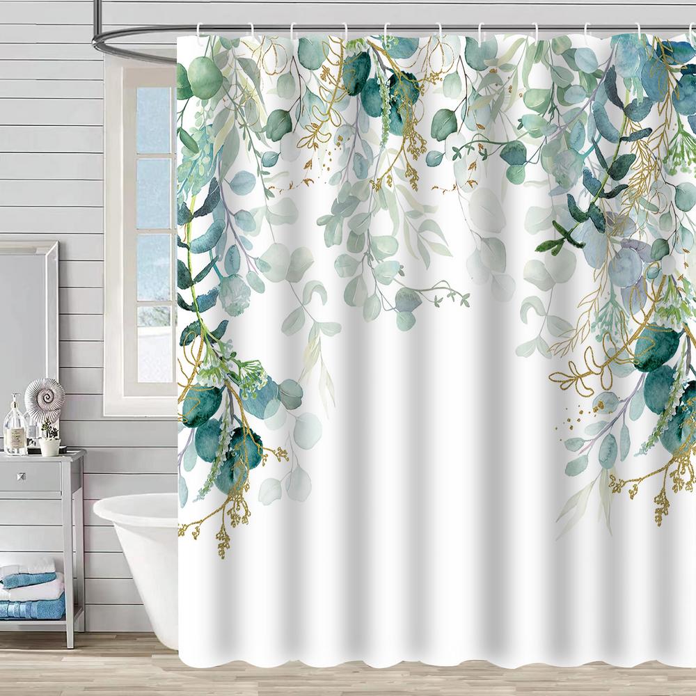 Bathroom Floral Shower Curtain, Retro Flower Farmhouse Flower Plant Butterfly Animal Bohemia, Bathtub Shower Curtain With Hooks