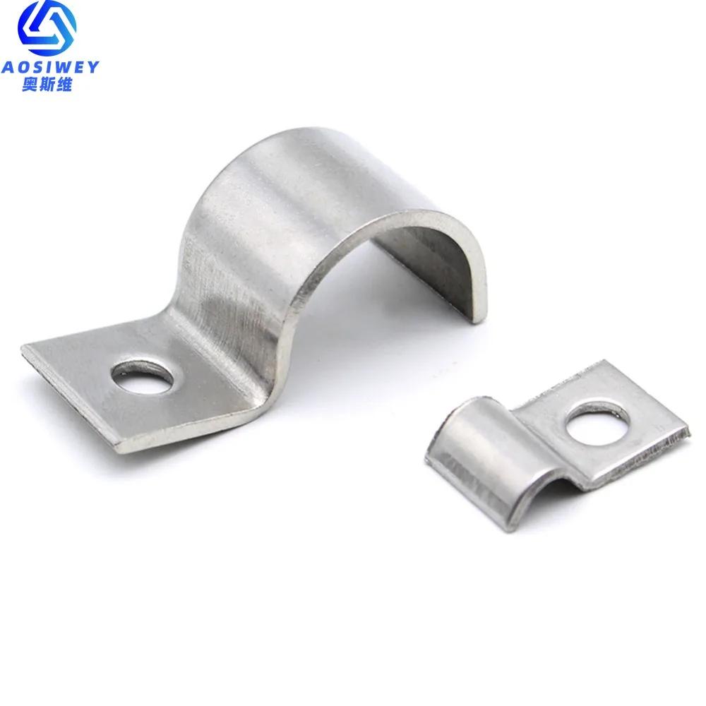 10pcs P-Type Stainless Steel Single Pipe Clamp Instrument Pipe Line/wire/tubing/gas Cable Clamp Building Installation Fixed Clip