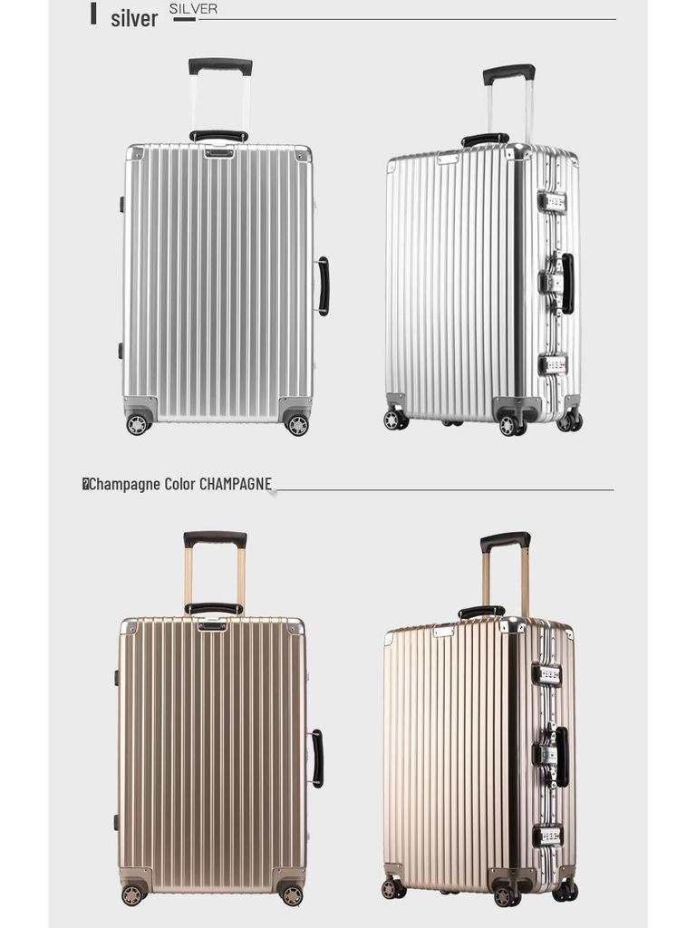 Retro Aluminum Frame Trolley Suitcase with Universal Wheels - Available in 20", 24", 26", 28" for Men and Women