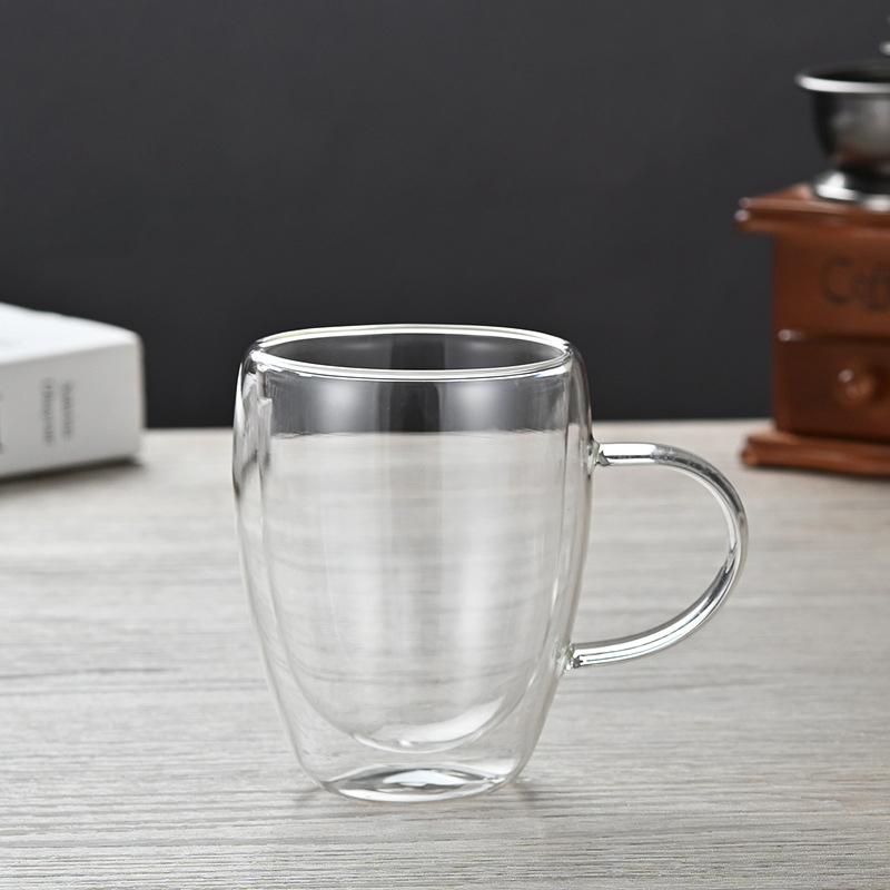 Exquisite Double Wall Glass Cup Coffeeware Mug Transparent Wall High Borosilicate Water Cups Heat Resistant Handle Espresso Cup