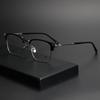 Men's PUNK Retro Titanium Eyebrow Half-Rim Glasses Frame, Large-Face Fit
