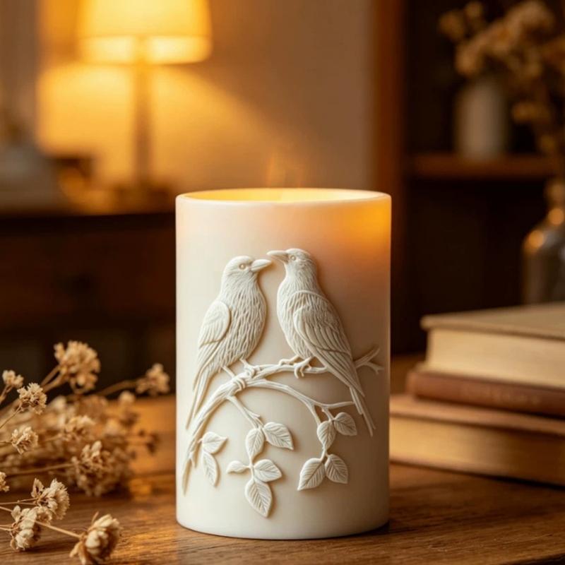 Bird Carving Silicone Molds Cylindrical Silicone Candle Molds For Handmade Candle And Soap Chocolate Making Epoxy Resin