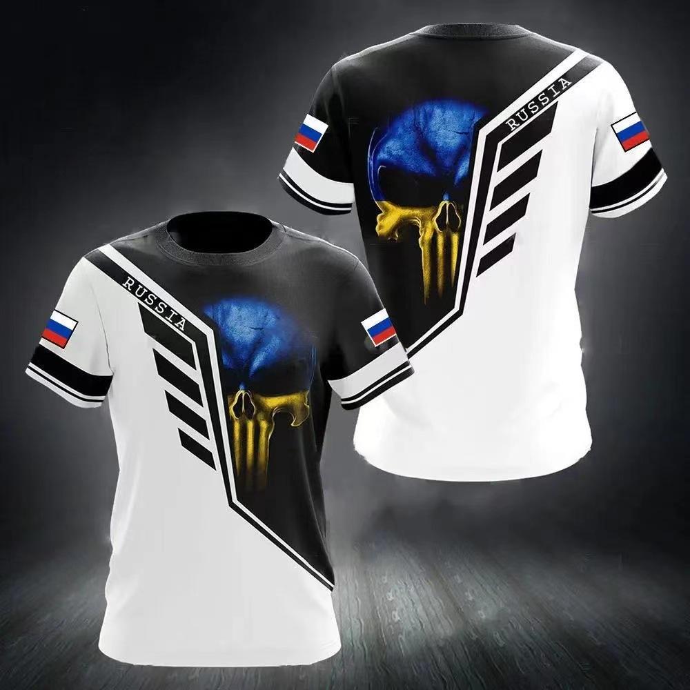 Popular Russian Men's T-Shirt Casual Loose Crew Neck Russian Flag Short Sleeve Top Men's Clothing