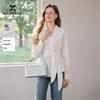 Women's V-Neck Long-Sleeve Button-Up Shirt