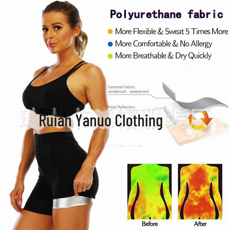 Women's High-Waist Buttoned Sauna Sweatpants for Fitness and Yoga
