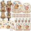 Capibara Capybara Birthday Decoration Disposable Tableware Birthday for Bara Baby Shower Tableware Balloons Capibara Cumpleaños