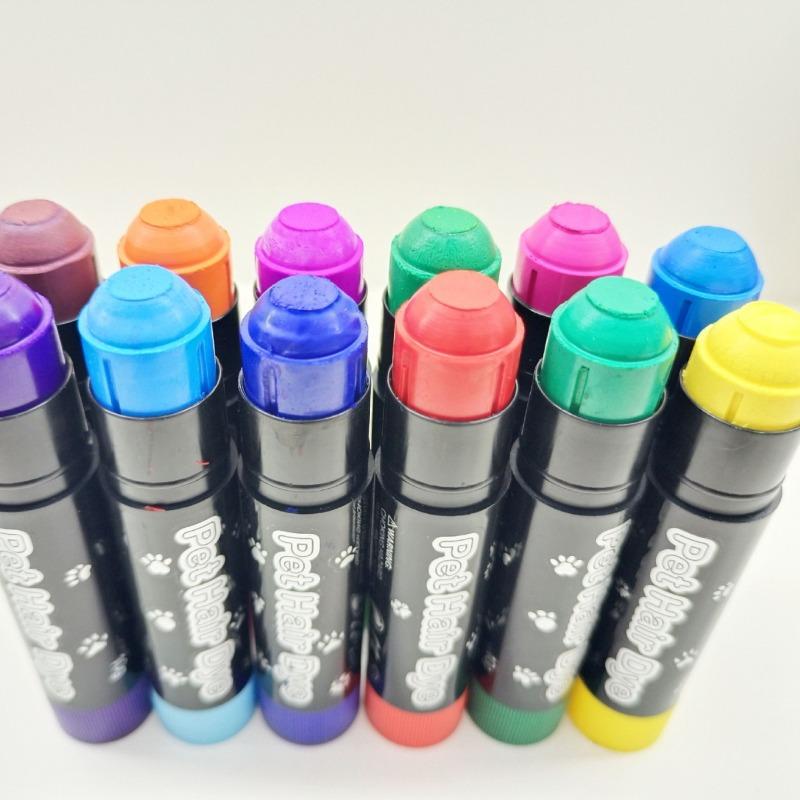 Spezieller Haarfärbestift für Haustiere, leicht zu reinigen, Einwegprodukt, ungiftig, leuchtend, auswaschbar, farbenfrohe Hundehaarfärbepaste, Tiermarker-Stift