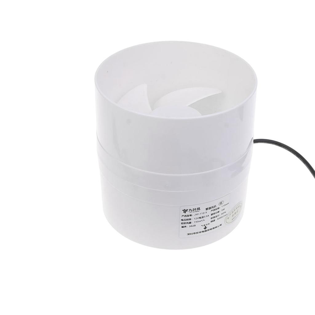 Low Noise 110mm 5W Duct Fan Exhaust Blower 12V Ventilation Fan for Bathroom Kitchen Chicken Coop Greenhouse & Warehouse