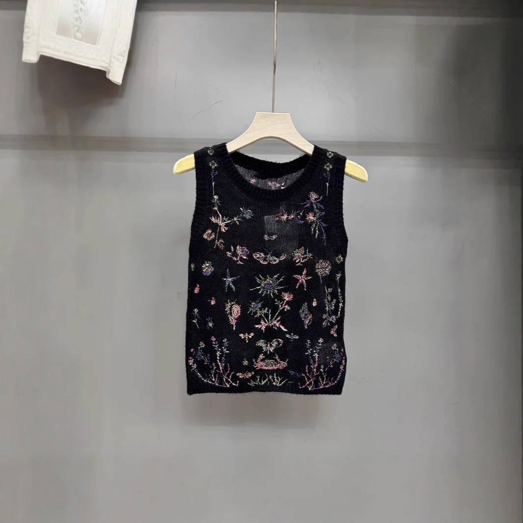 

Женский вязаный жилет без рукавов с вышивкой Nanyou для ранней весны Medium