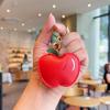 Keychain Pendant Peach-Shaped Card Holder Faux Leather Access Card Case Simulated Fruit Keychain Decorative Valentine Day
