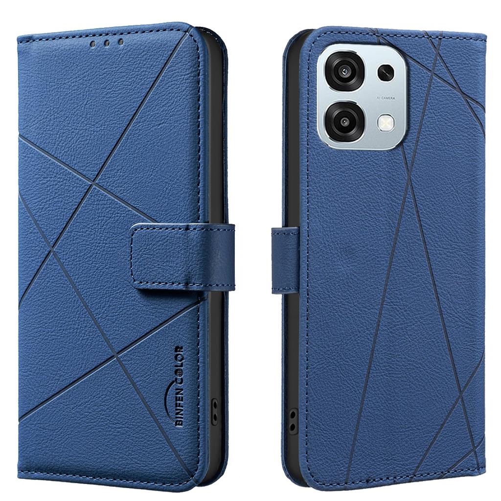 For Oppo A6 Pro 5G Case BINFEN COLOR BF35 Geometry Imprinted Leather Phone Cover RFID Blocking Wallet Stand
