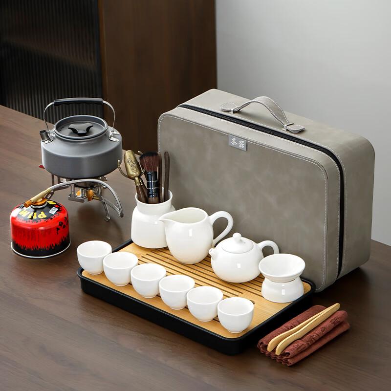 Mutton Fat Jade Ceramic Xishi Teapot 10-Piece Tea Set