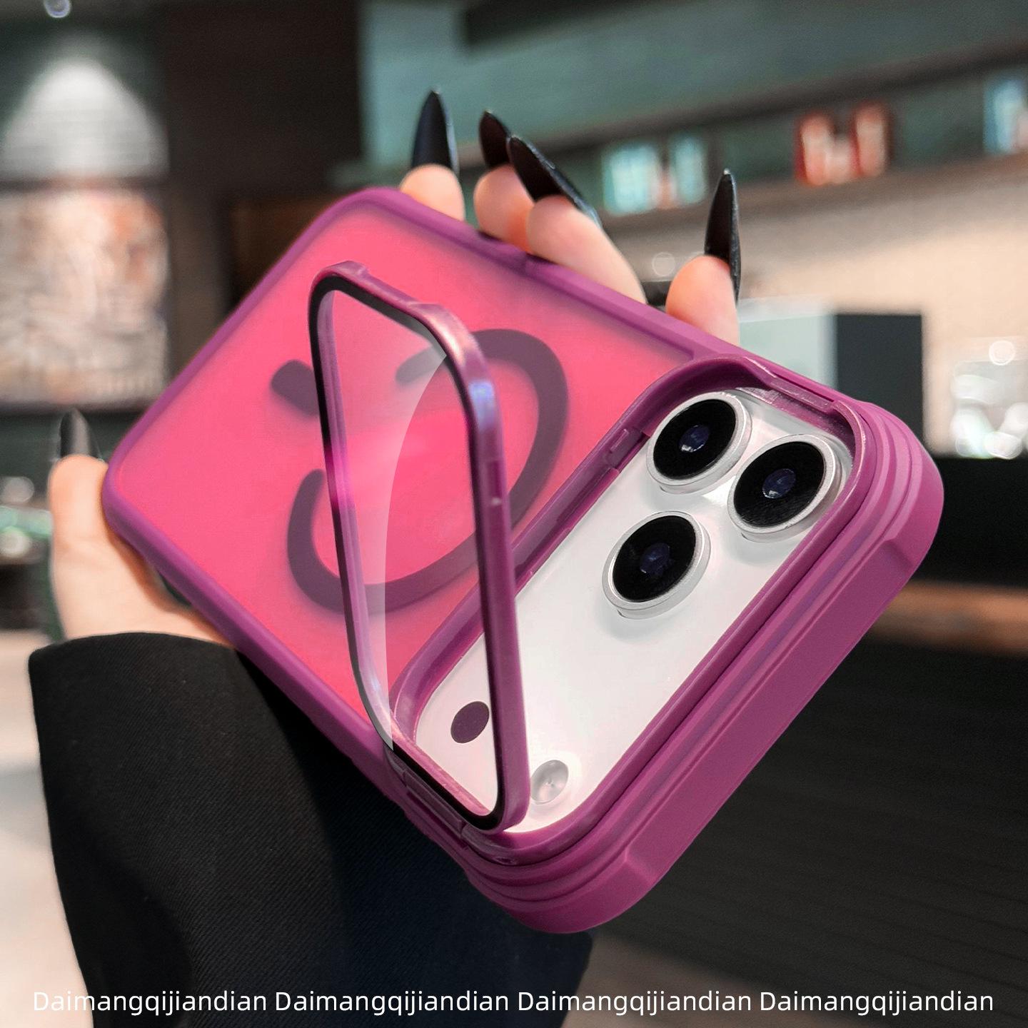 

iPhone 17 Pro Max Magnetic Flip Case with Skin-Feel, Stand, and Drop Protection - Apple 16 Flip-up Lens iPhone 15 Plus