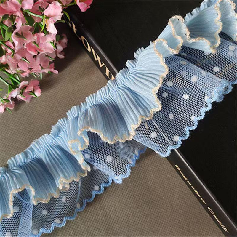 

5 Yards Ruffled Lace Trim 5cm Width Pleated Lace Trim Ribbon For Diy Curtain Bag Lolita Dress Shirts Collar Decor DIY Crafts 5yard