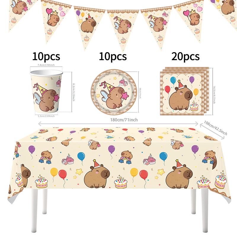Capibara Capybara Birthday Decoration Disposable Tableware Birthday for Bara Baby Shower Tableware Balloons Capibara Cumpleaños