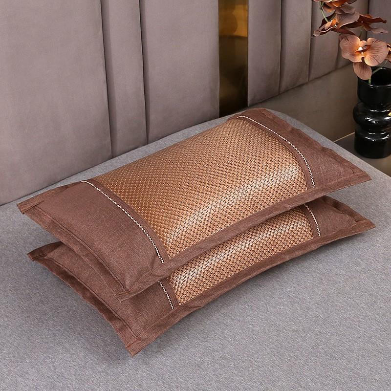Cooling Buckwheat Pillow Adults Students Breathable Ice Silk Bamboo Cover Single Bed