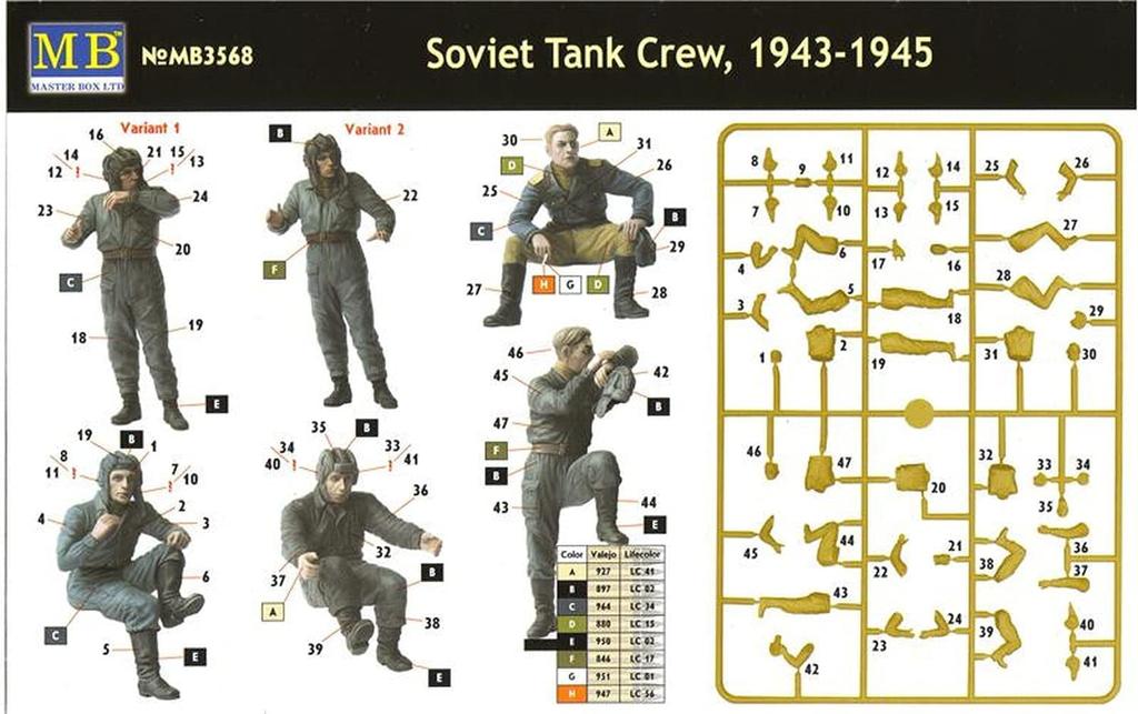 Master Box 1/35 Scale Soviet Tank Crew 1943-1945 Plastic Model Kit (5 Figures) MB35068
