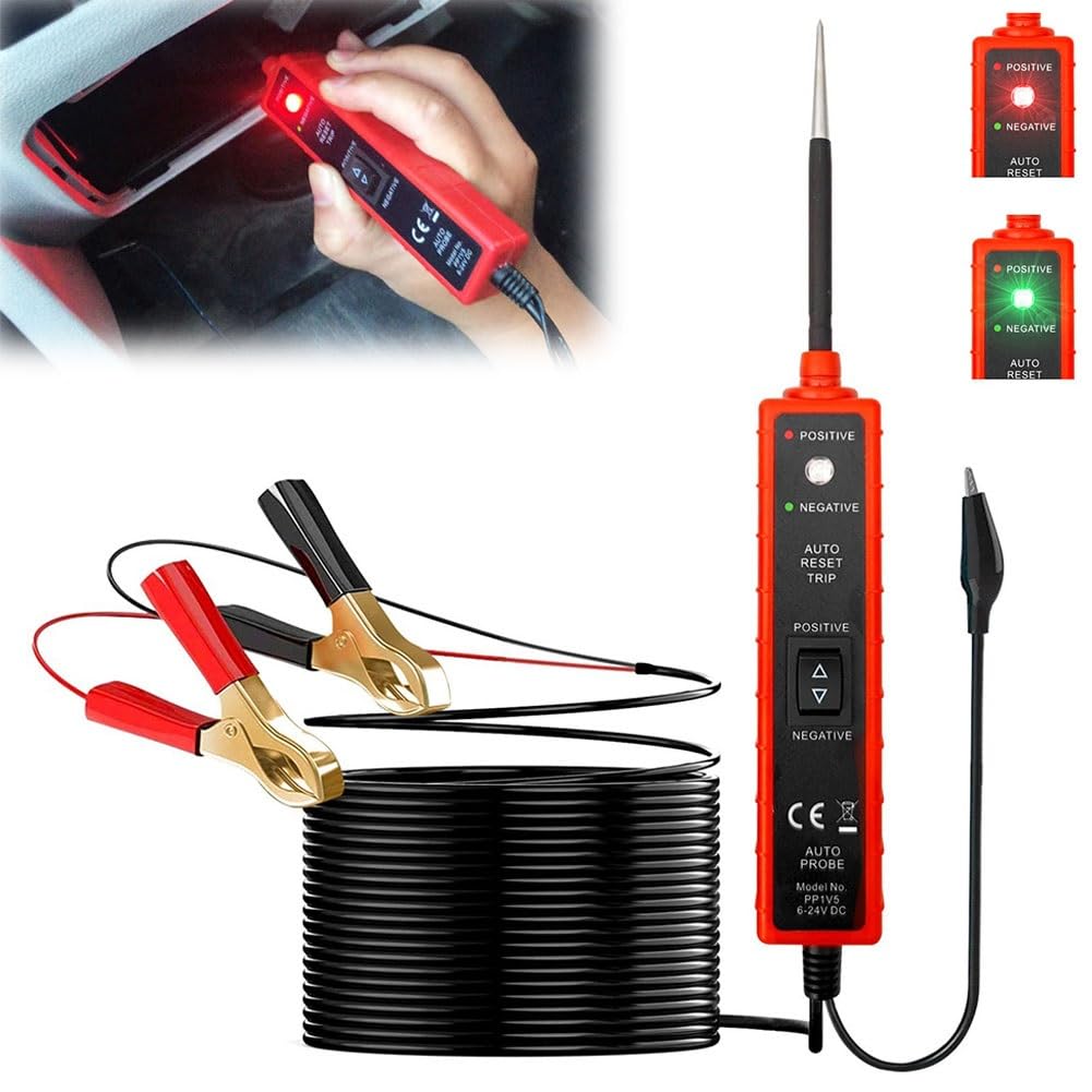Car Electric Circuit Tester, 6-24v DC Automotive Electrical System Tester, Power Circuit Probe Tester, DC Test Light Automotive Short Circuit Finder