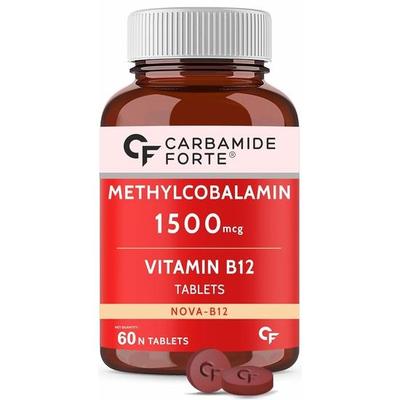 Carbamide Forte Vitamino B12 papildai - Metilkobalaminas 1500mcg Vitamino b12 tabletės| B12 papildas vyrams ir moterims | Aktyvi b12 forma - 60 tablečių