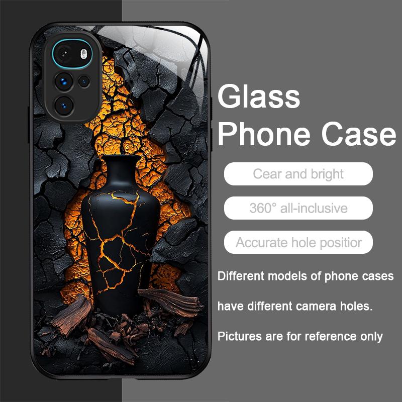 

Vintage Mural Plum Flower Bird Pattern Tempered Glass Phone Case for Motorola Moto G85 G84 G75 Edge 50 Fusion 40Neo 30 Pro Cover Motorola Edge 50 Neo