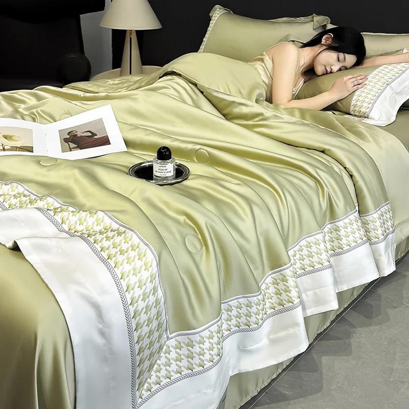 

cool ice silk summer quilt four-piece air conditioner quilt summer quilt household three-piece silk can be machine washed 150x200cm 1pcs
