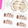 European/American 3D Cat Eye Rhinestone French Short Almond Manicure Stickers