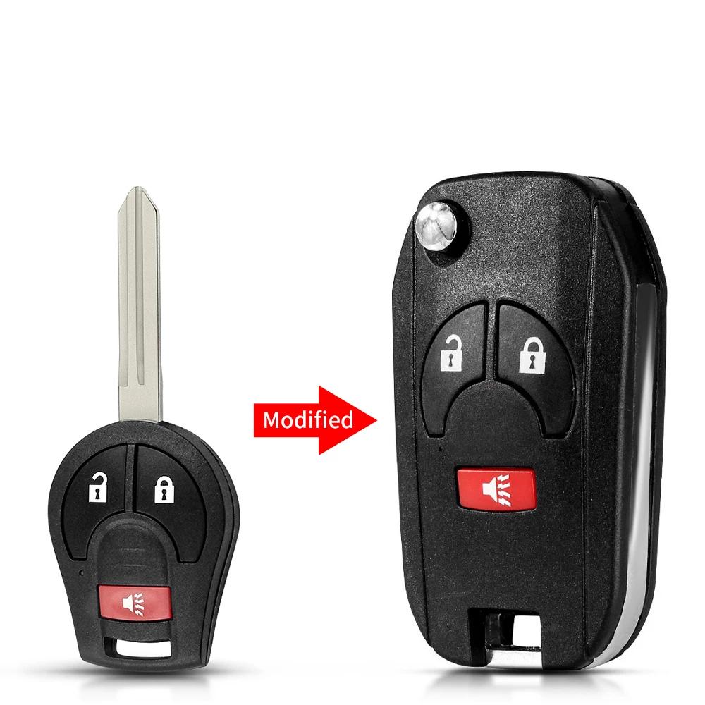KEYYOU For Nissan Cube Micra Note Qashqai Juke Sylphy Tiida X-Trail Upgraded 2/3/4 Buttons Car Key Shell Case Fob Flip Key