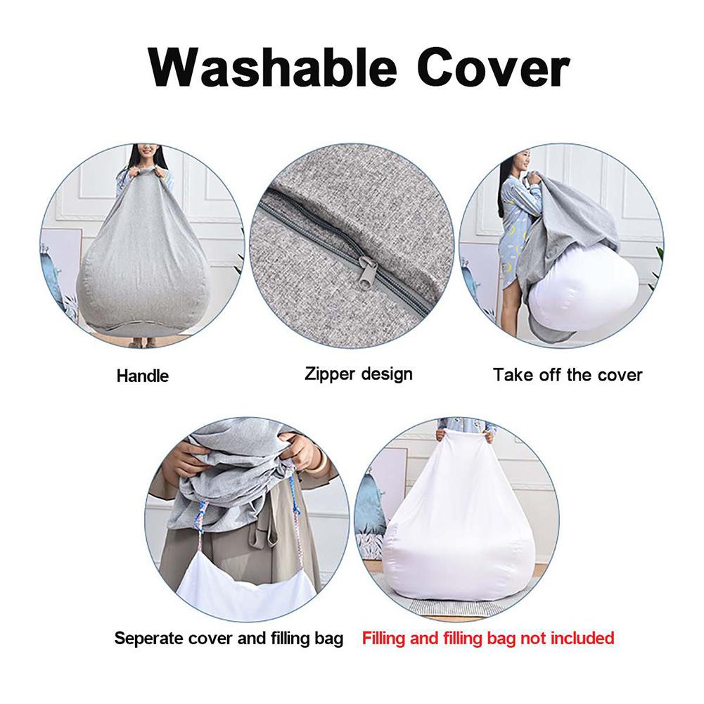 Großer Sitzsackbezug Sofa Farbe Schlichtes Design Indoor Lazy Lounger Bezug für Erwachsene und Kinder