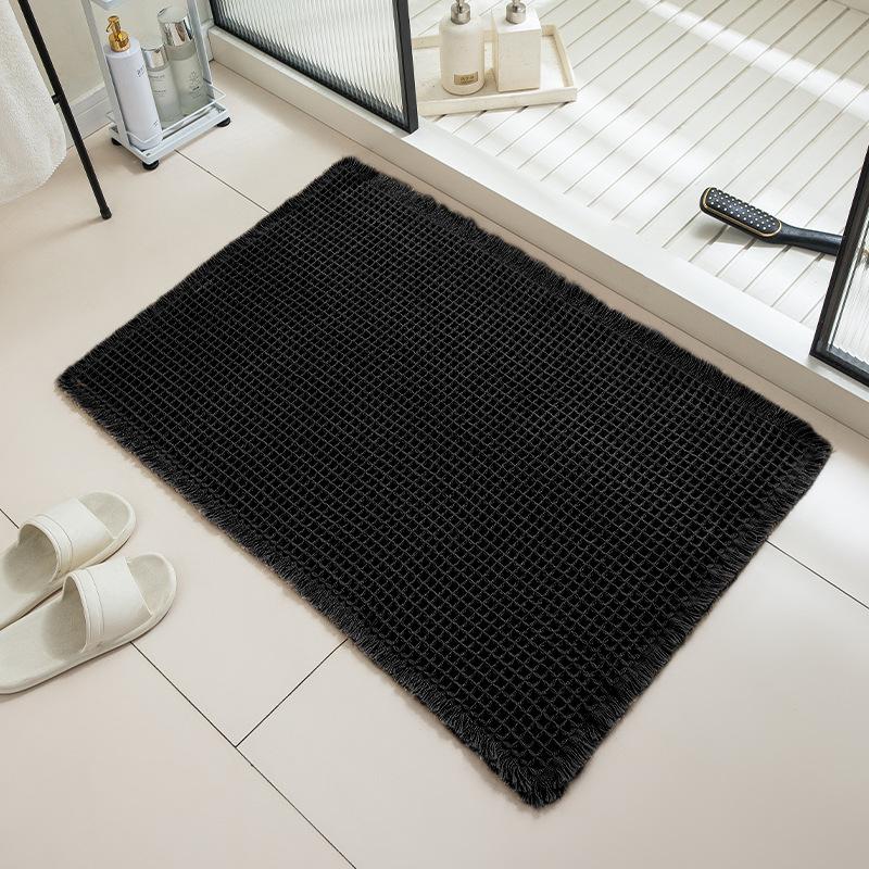 Waffle Bath Mat Absorbent Non Slip & Soft Bath Mats for Bathroom Floor Machine Washable Bathroom Rugs with Tassels Rubber Backed