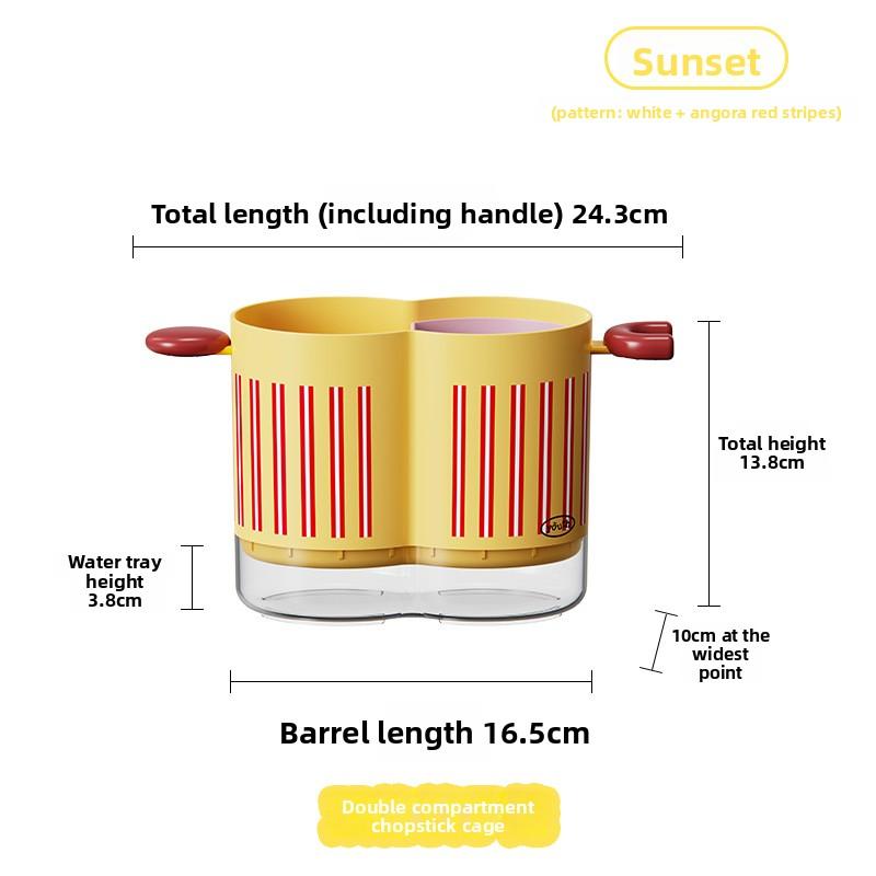 

Cute Chopstick Barrel Home Kitchen Storage Basket Multi Functional Drinkable Chopstick Cage Large Capacity Tableware Storage Box закат