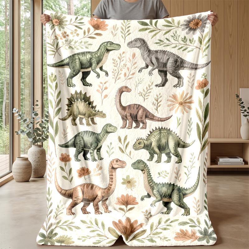 Dinosaur Fantasy Warriors Blanket Personalized Name Flannel Blanket Soft Cozy Plush Throw for Sofa Bed Lightweight Home Decor