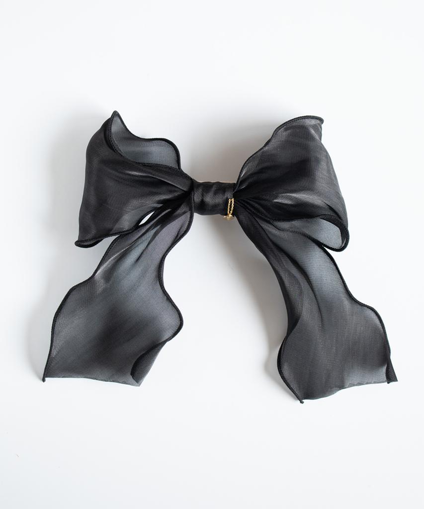 Merrymotive Black Organza Ruffle Ribbon Hairpin