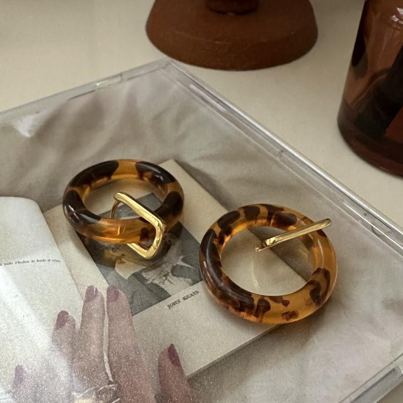 Winter Fine Jewelry 925 Sterling Silver Gold Color Leopard Texture Hoop Earrings for Women Party Gifts 30mm