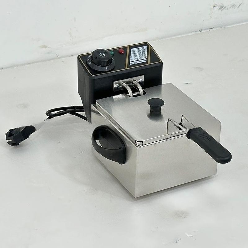 220V Haushalt 2L Multifunktions Elektrischer Frittierkorb Edelstahl Grillofen Hähnchen Pommes Frites Einzelzylinder