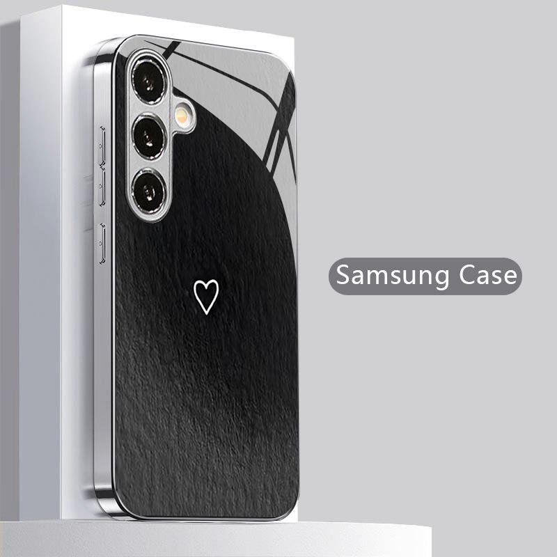 Semplicità Moda Custodia per Telefono di Lusso Custodia per Telefono in Vetro Galvanizzato per Samsung Galaxy S26 S25 S24 S23 S22 S21 FE, Ultra, Plus