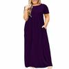 Plus Size Women Casual Loose Short Sleeve Round Neck Fashion Dress