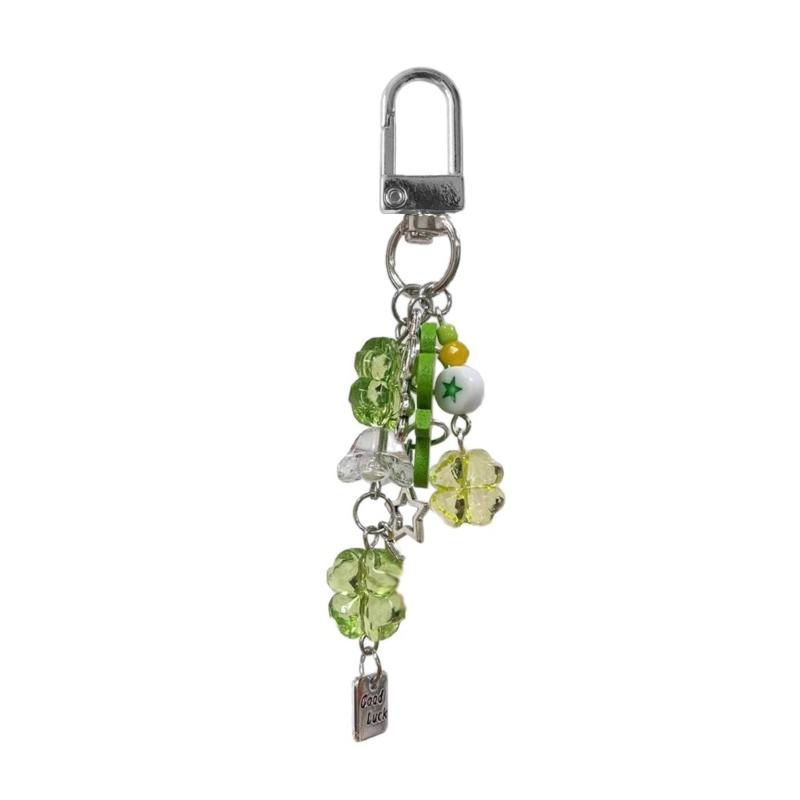

Handmade Phone Charm Four Leaf Grass Phone Lanyard Stylish Key Pendant Bag Accessory Suitable for Various Occasion 1