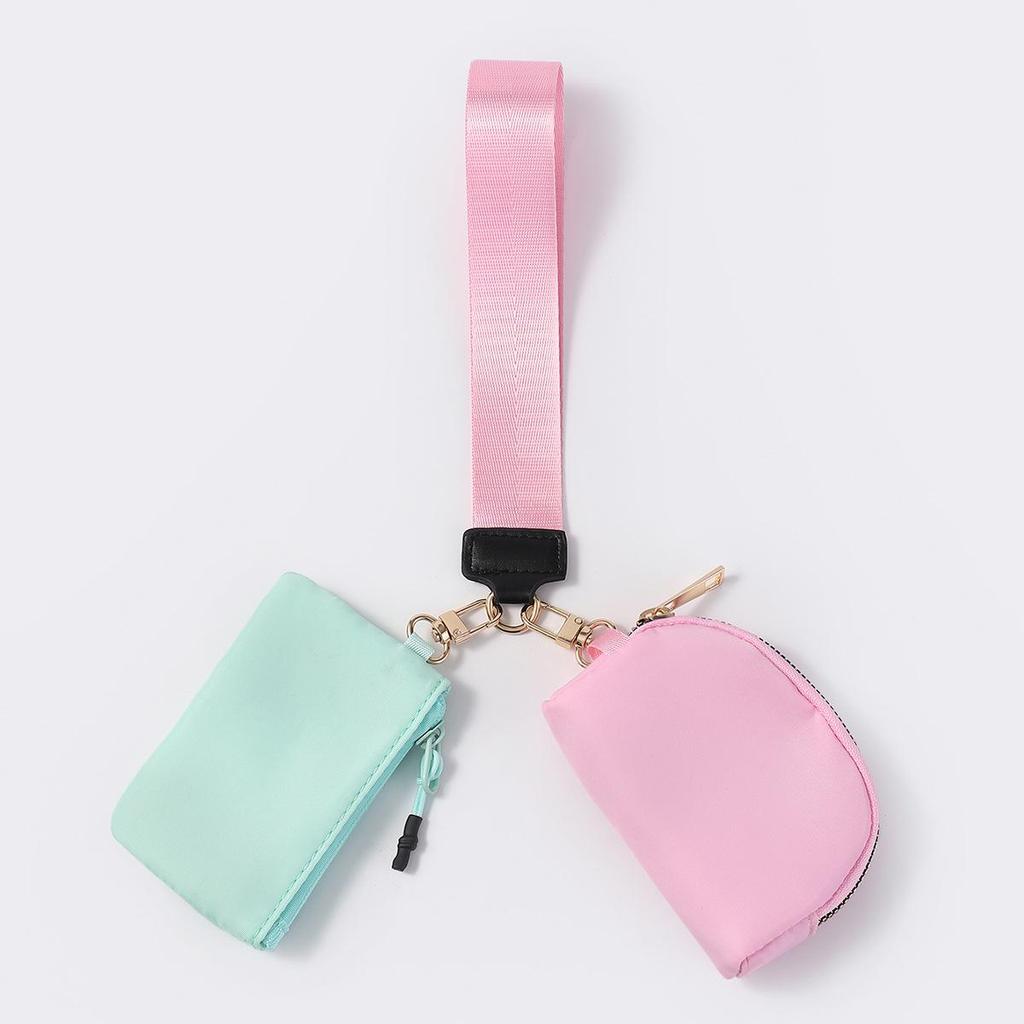 LULU Color Block Waterproof Nylon Coin Purse & Wristlet Key Bag