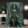 1pc Medusa Fantasy Flannel Blanket, Soft Lightweight, All-Season Travel Office Throw, Mythological Design, Polyester