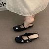 Premium silver bag head half slippers women's shoes wear new spring gentle Mary Jane single shoes