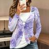Tops for Women  Floral Print Long Sleeve Fake Two‑Piece Top Fall Casual Slim Pullover Women's Long Sleeve Top