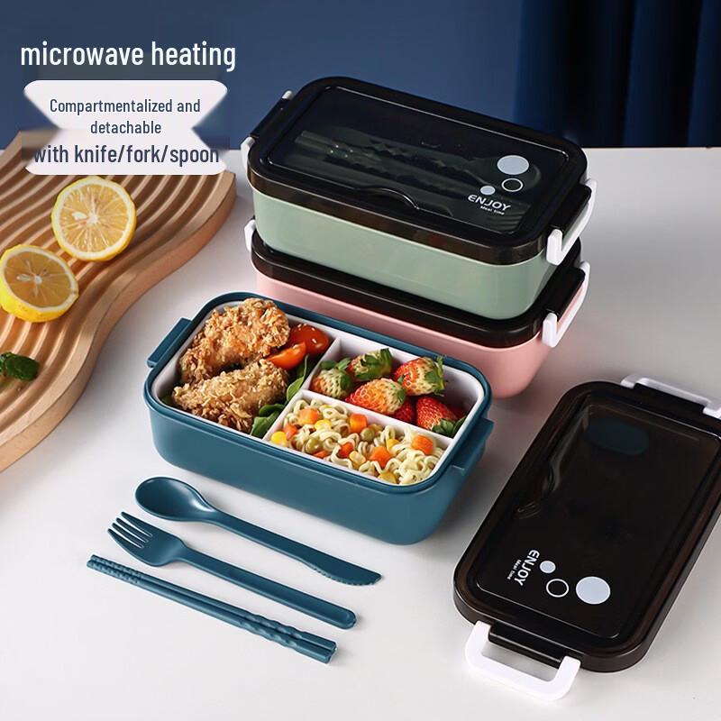 Portable Microwaveable Divided Bento Box with Cutlery