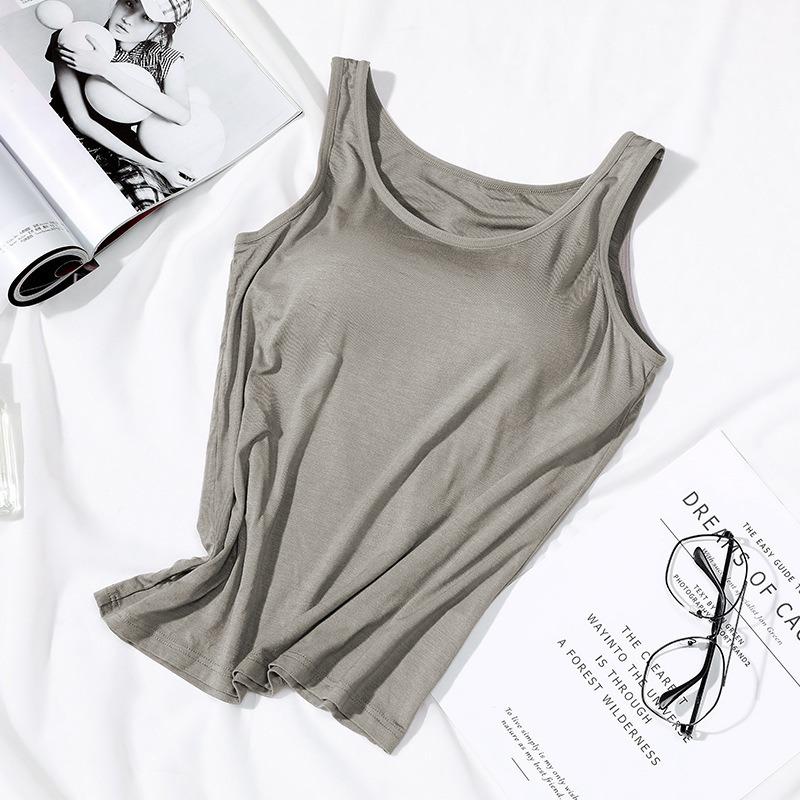 Débardeurs d'été décontractés pour femmes Débardeur d'été sans anneau en acier Camisole sans manches Sexy Slim Tops de base